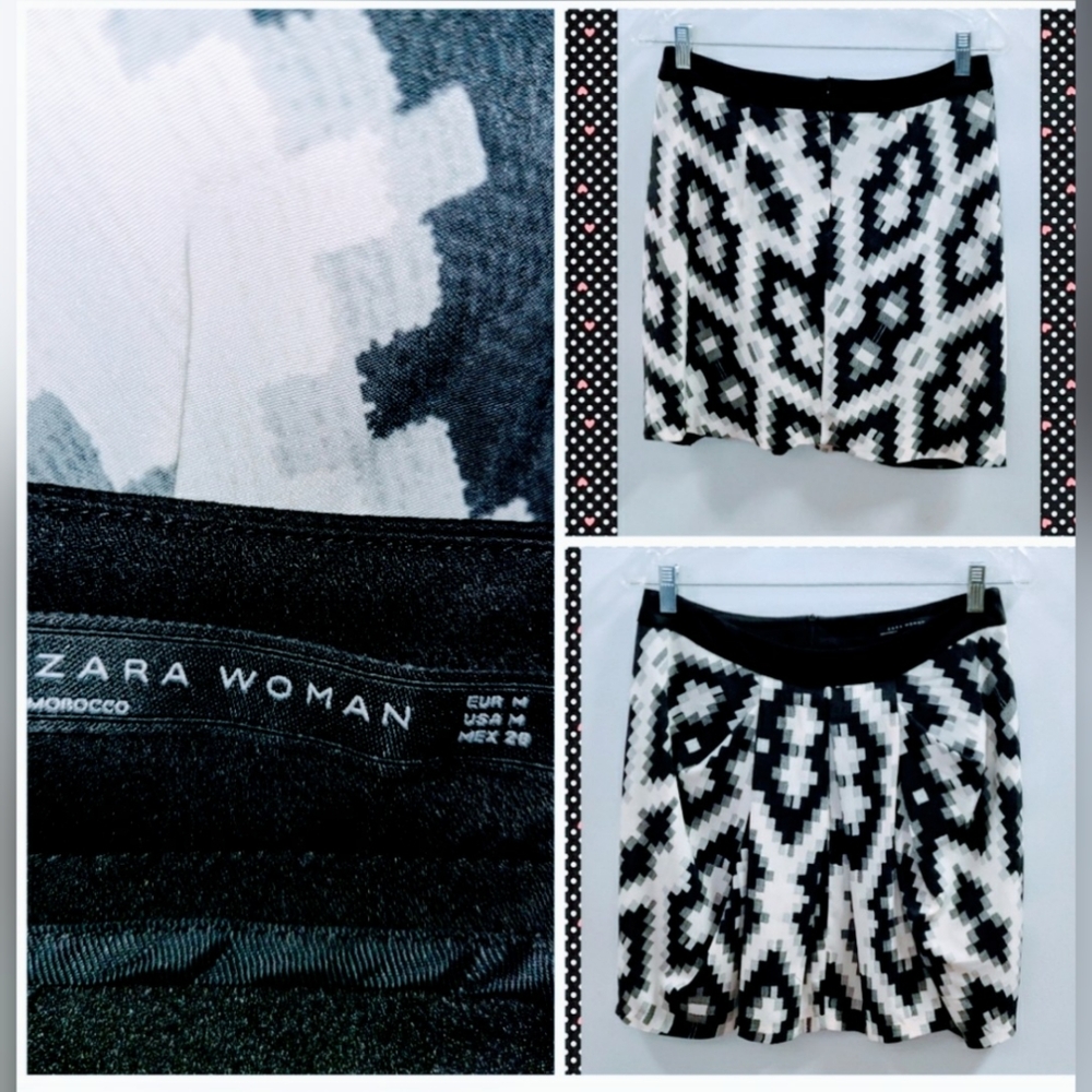 ZARA WOMAN TRIBAL PRINT PLEATED FRONT MINI SKIRT - Picture 3 of 3